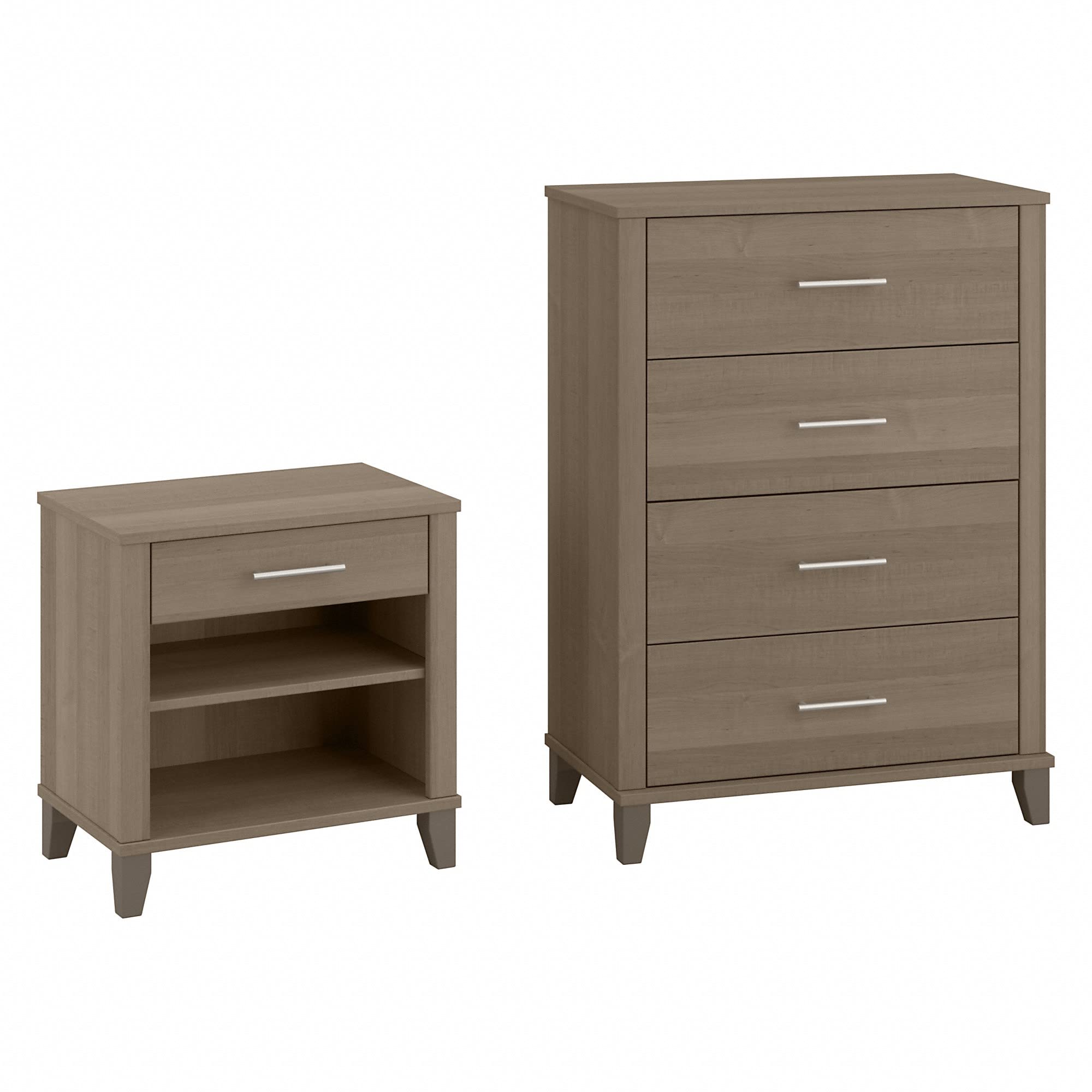 Bush Furniture Somerset 5-Drawer Chest and Nightstand Set - Ash Gray Bedroom Dresser for Storage & Organization | Perfect for Master Bedroom, Guest Room, or Dorm
