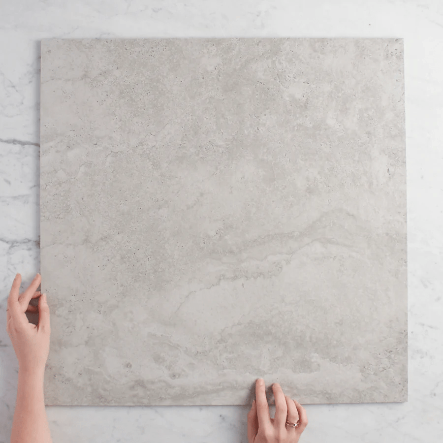 Byron Travertine Look Grey Matte Porcelain Tile - Premium Flooring for Kitchen, Bathroom & Living Room - Durable & Stylish Home Decor Solution