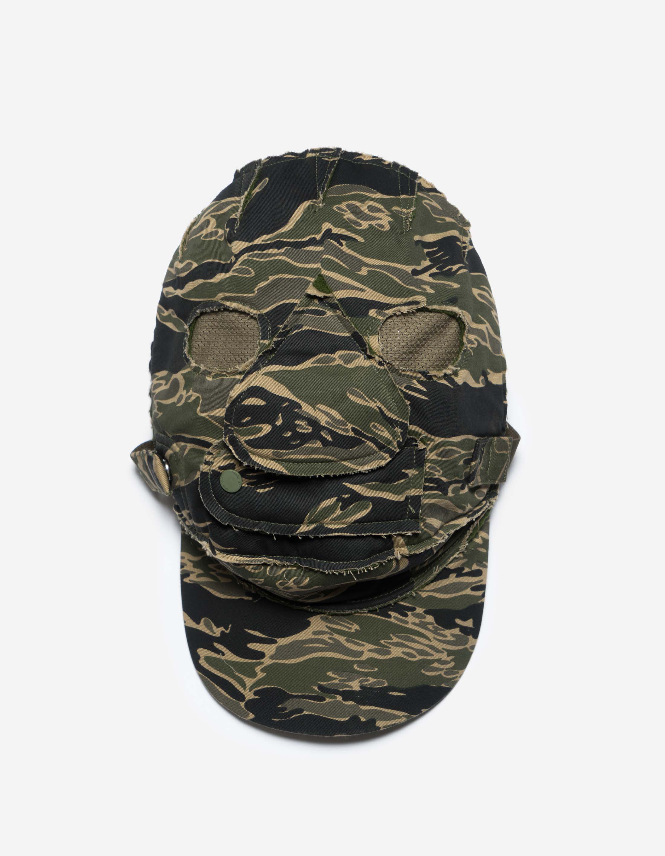 6095 Tigerstripe Camo ECWS Cap & Mask Set - Mint Gold Color | Military Style Headwear for Outdoor Activities, Airsoft & Tactical Gear Enthusiasts