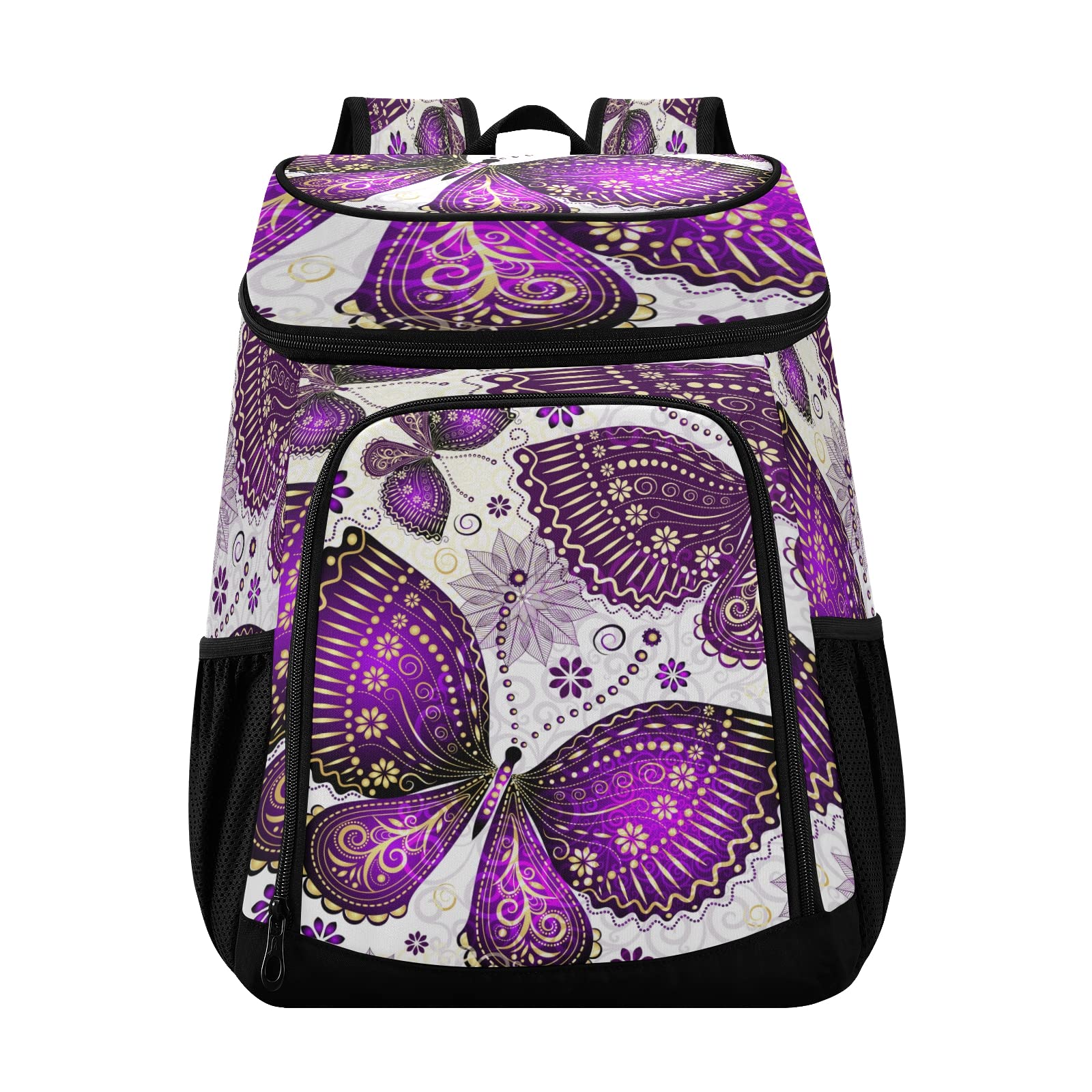 Xigua Sport Stripe Baseball Cooler Backpack - Leakproof Insulated Lunch Bag for Hiking, Camping, Beach