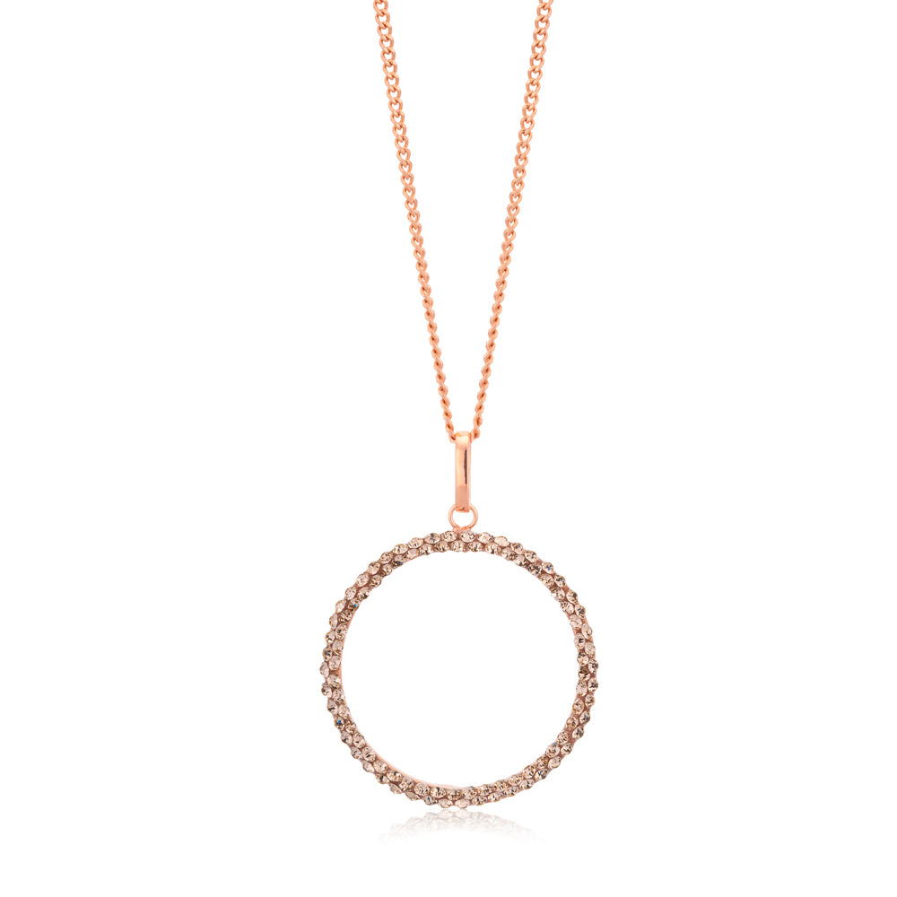 9ct Rose Gold Filled 20mm Round Crystal Pendant Necklace - Elegant Jewelry Gift for Women, Perfect for Weddings, Anniversaries & Special Occasions