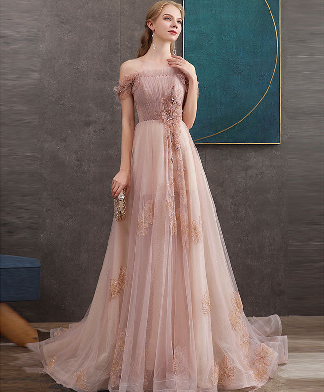 Elegant Pink Tulle Lace Long Prom Dress for Women - Formal Evening Gown for Homecoming, Ball, Wedding & Special Occasions