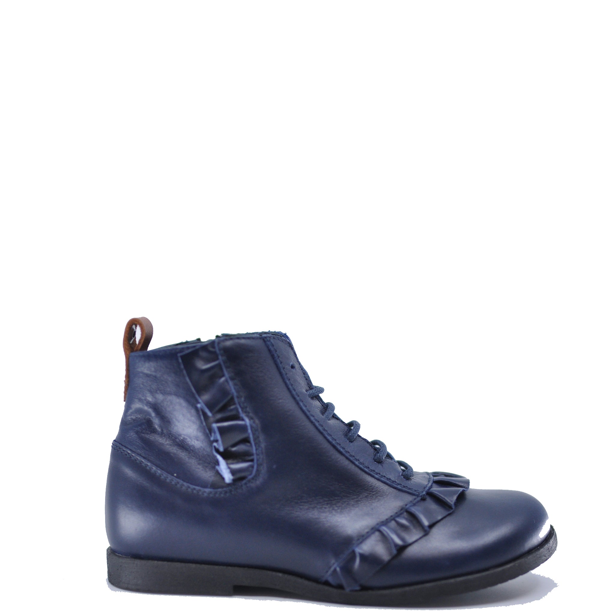Manuela Navy Ruffle Bootie - Women's Stylish Ankle Boots with Ruffled Detail | Perfect for Fall & Winter Outfits, Date Nights & Office Wear