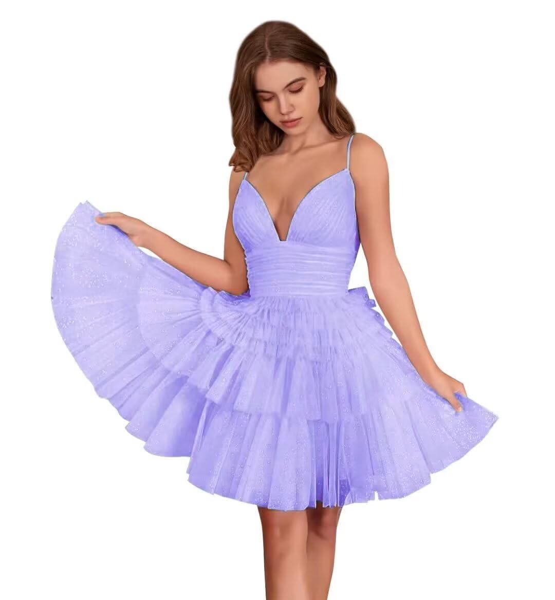 Elegant Short Tulle Prom Dresses for Women - Ruffled Homecoming Dresses for Teens - Sparkly Formal Evening Gowns for Parties, Dances & Special Occasions