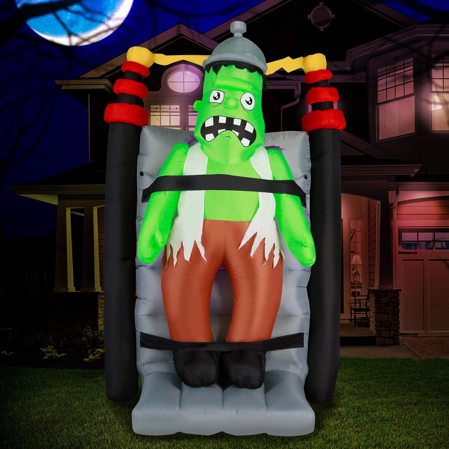 7ft Large Halloween Inflatable Shaking Frankenstein with Internal Lights & Built-in Fan - Outdoor Inflatable Halloween Decor for Yard, Lawn, Garden - Perfect for Halloween Parties, Trick-or-Treat Decorations & Spooky Yard Displays