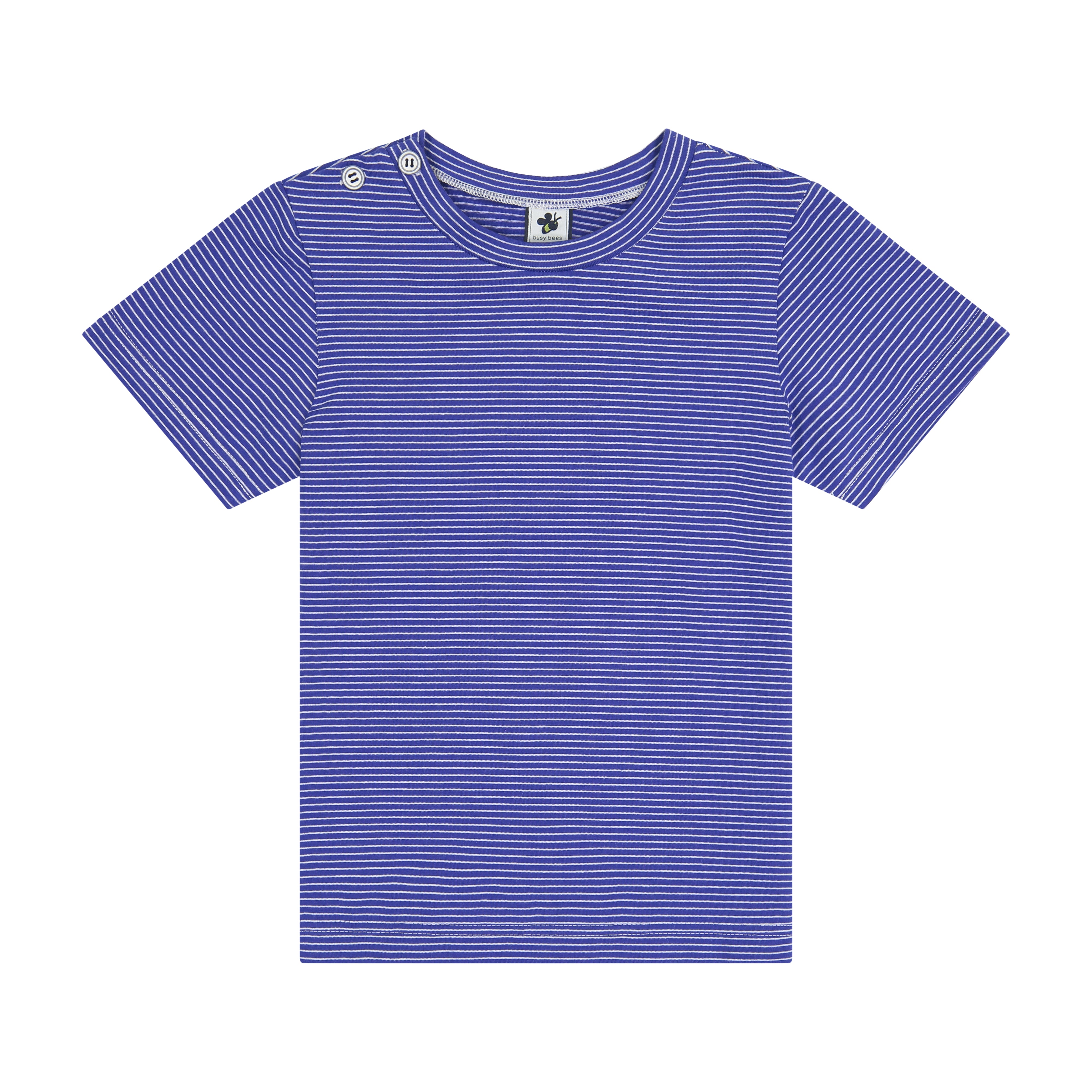 Henry Boys Button Shoulder Tee - Mini Royal Blue Stripe Casual Shirt for Toddlers | Perfect for Playdates, Preschool & Family Outings