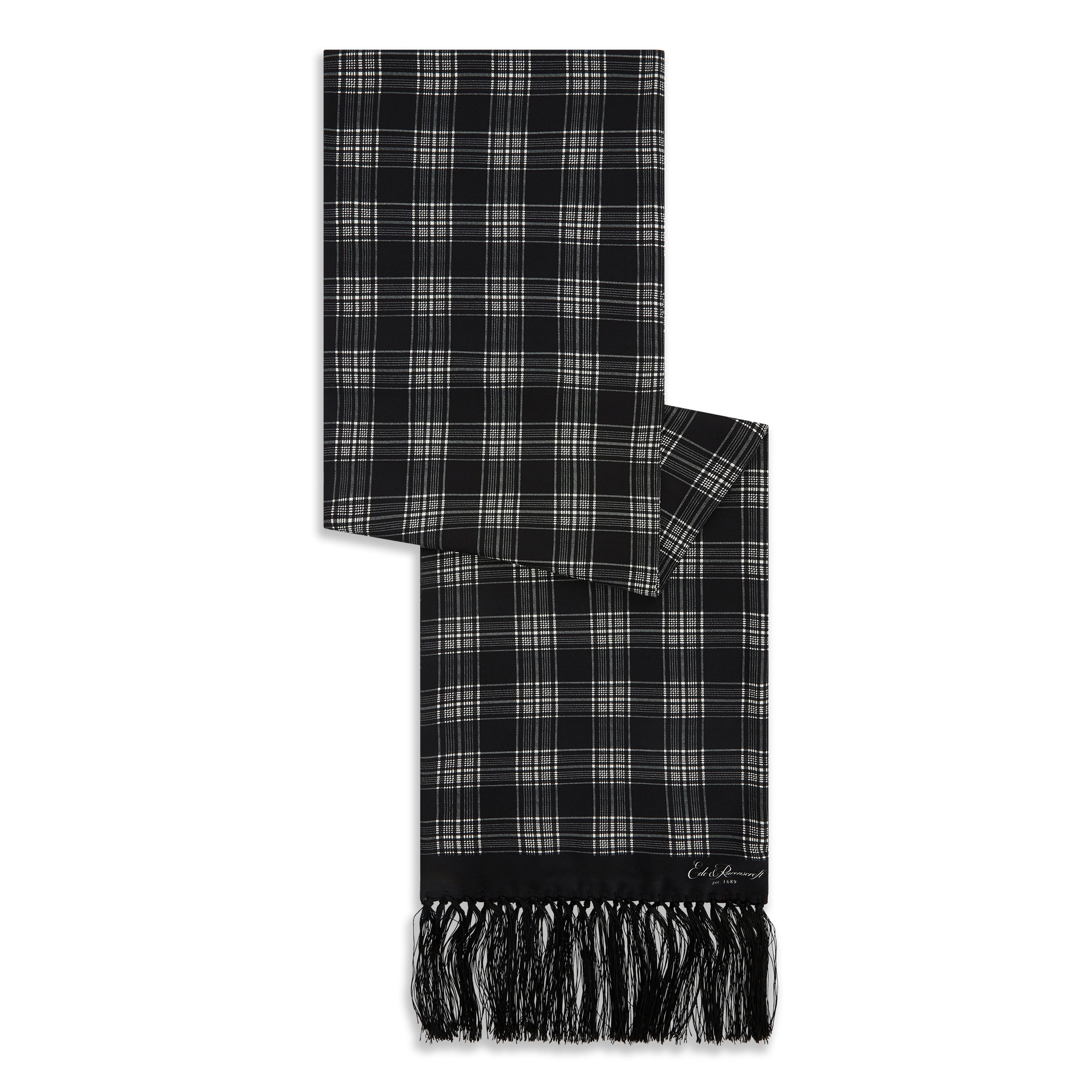 Luxury Black Ivory Tartan Silk Scarf for Women - Elegant Fashion Accessory for Office, Party & Special Occasions