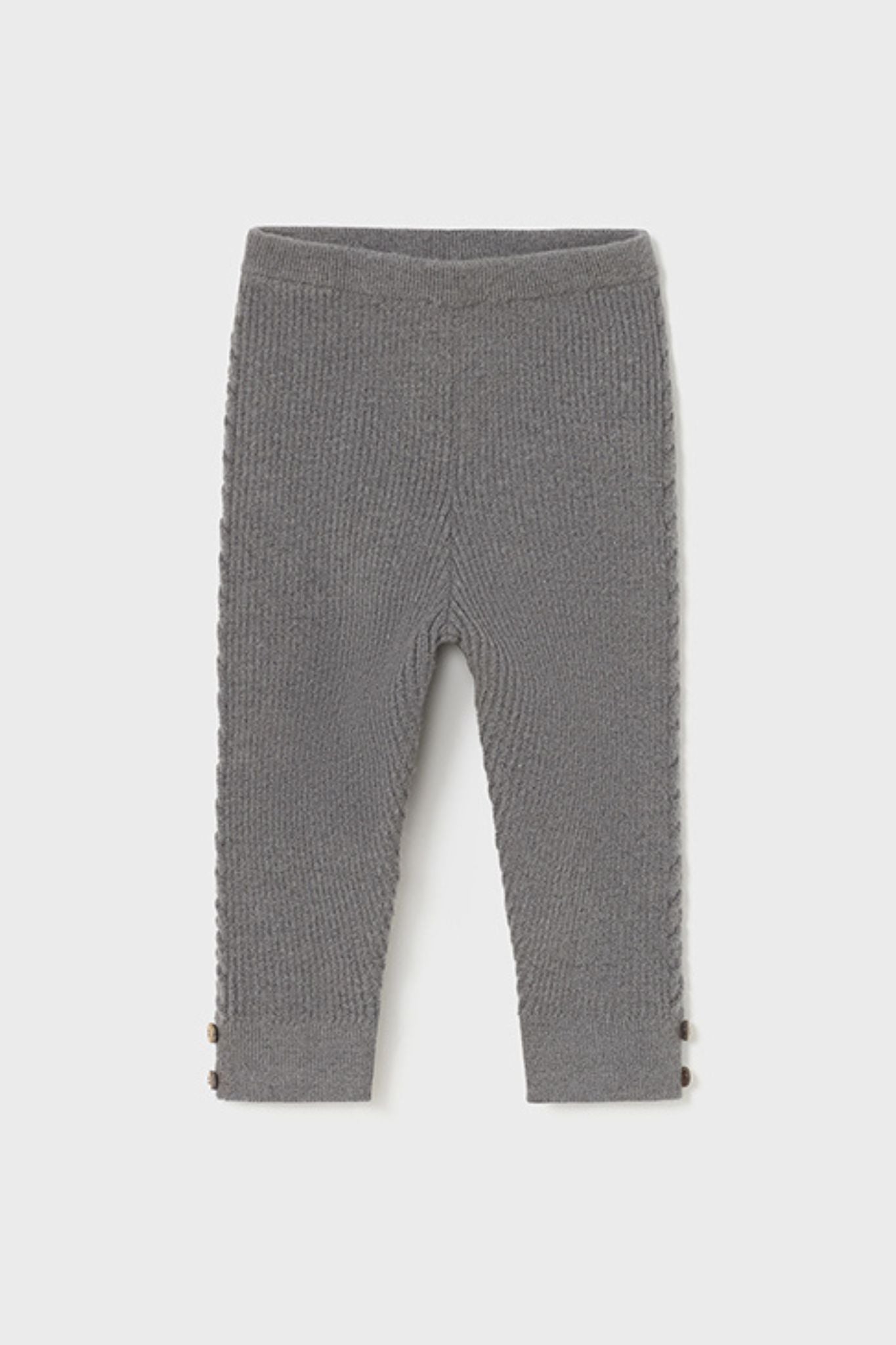Soft Grey Ribbed Leggings for Baby Girls - Comfortable Stretchy Cotton Pants for Playtime & Everyday Wear