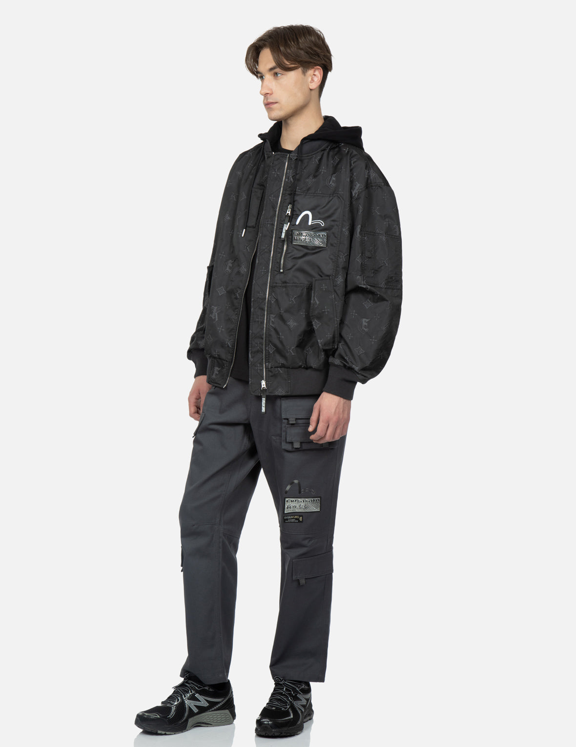 Stylish Monogram Jacquard Bomber Jacket for Men & Women - Lightweight Vintage-Inspired Outerwear for Casual Wear, Street Style & Fall Fashion