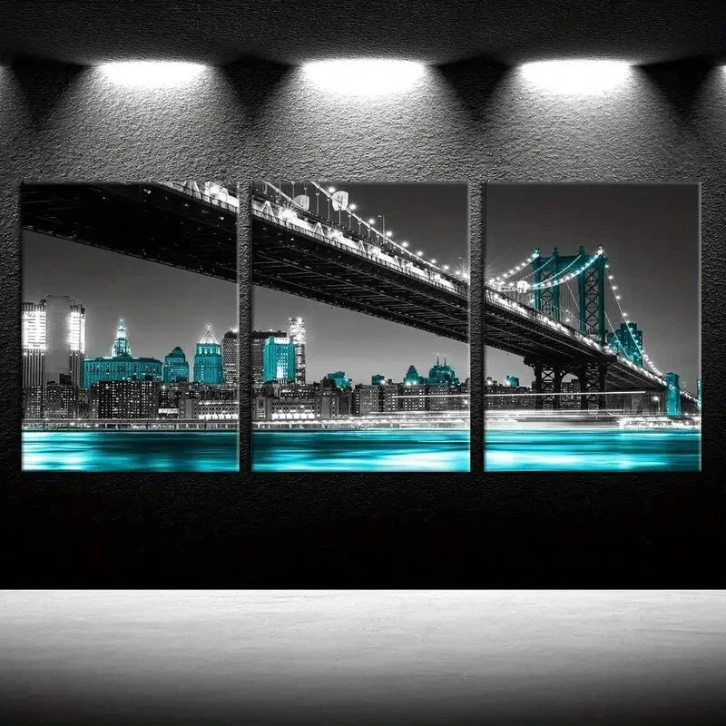 3-Piece New York City Skyline Metal Wall Art - Ready to Hang Modern Home Decor for Living Room, Bedroom & Office