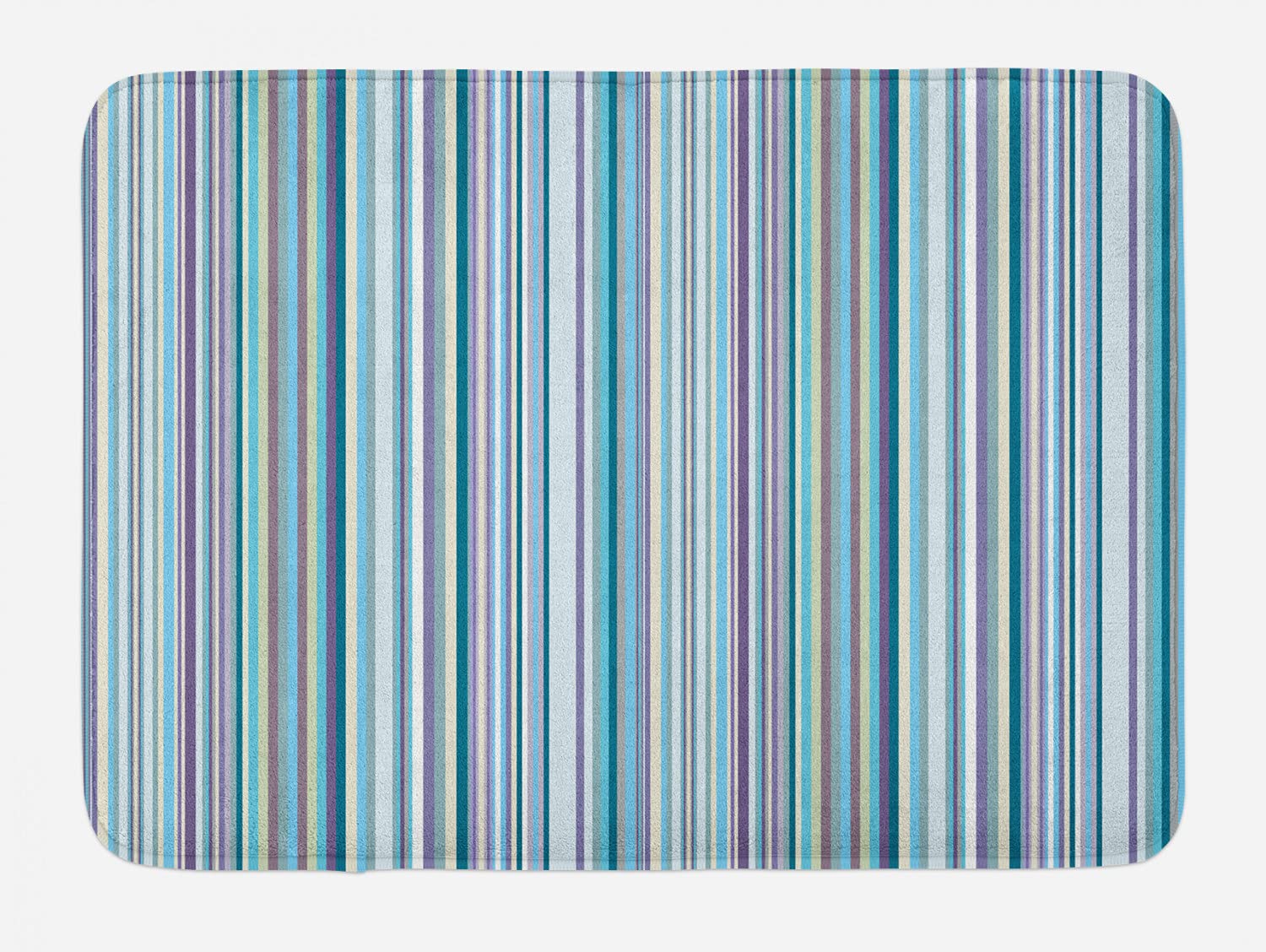 Ambesonne Striped Bath Mat - Non-Slip Plush Bathroom Rug with Blue Purple Teal Aqua Lavender Vertical Stripes, Geometric Abstract Vintage Design, 30.2 x 20 Inches - Perfect for Bathroom, Shower, and Vanity Areas