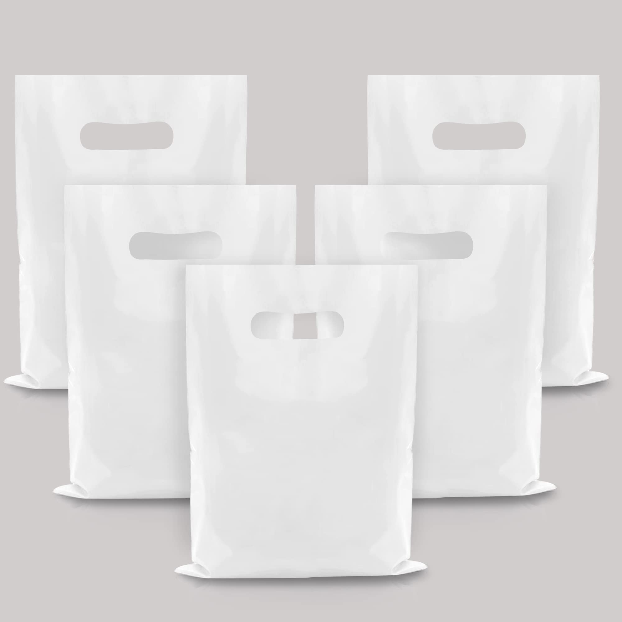 40PCS White Die Cut Plastic Gift Bags - Durable Party Favor Bags for Candy, Treats & Small Gifts | Perfect for Birthday Parties, Baby Showers & Wedding Favors