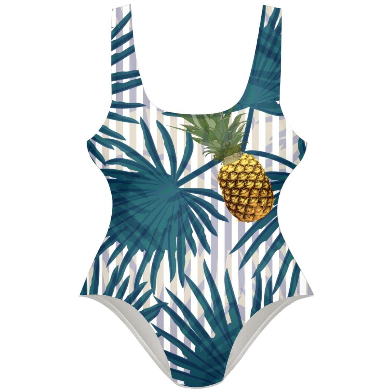 Women's Watercolor Tropical Floral One Piece Swimsuit - U Back Bikini Bathing Suit for Beach, Pool & Summer Vacation
