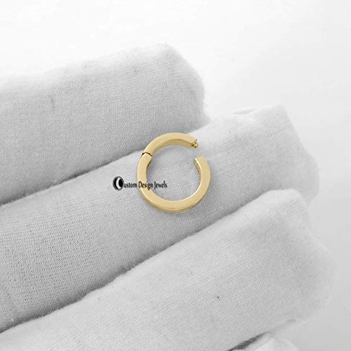 14K Solid Gold Round Charms Holder - Plain Circle Push Lock Enhancer Link for Jewelry Making - Perfect for Bracelets, Necklaces & DIY Jewelry Projects