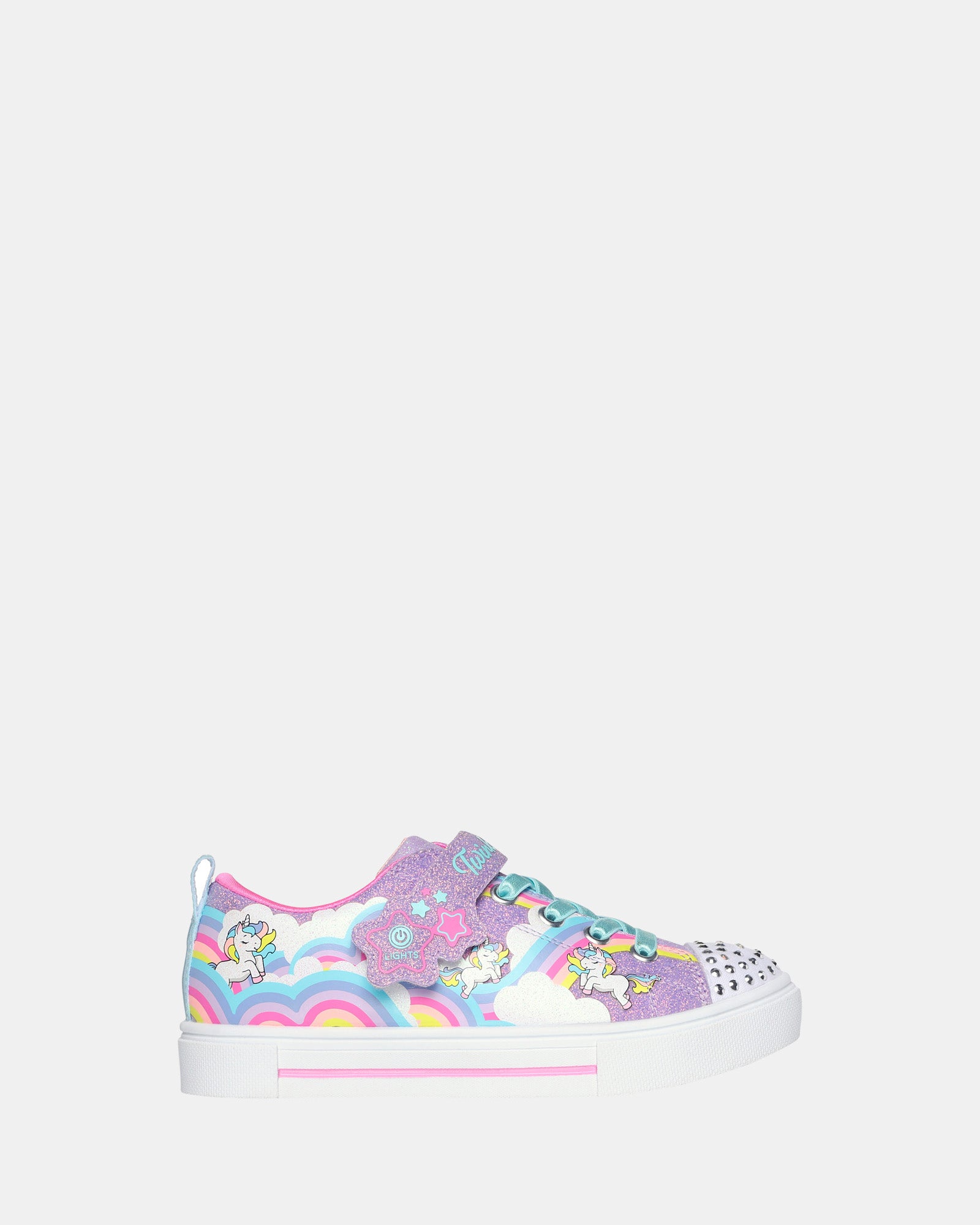 Twinkle Toes Sparks Jumpin Clouds Youth Sneakers - Lightweight Girls' Running Shoes in Lavender/Multi Color for School, Play & Outdoor Activities