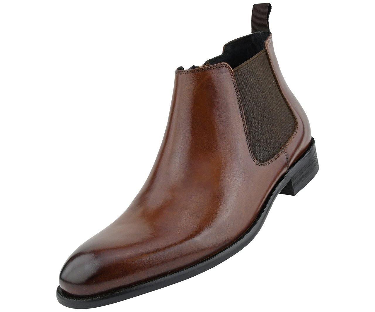 Premium Men's Leather Chelsea Dress Boots in Tan - Stylish & Comfortable for Work, Casual & Formal Occasions