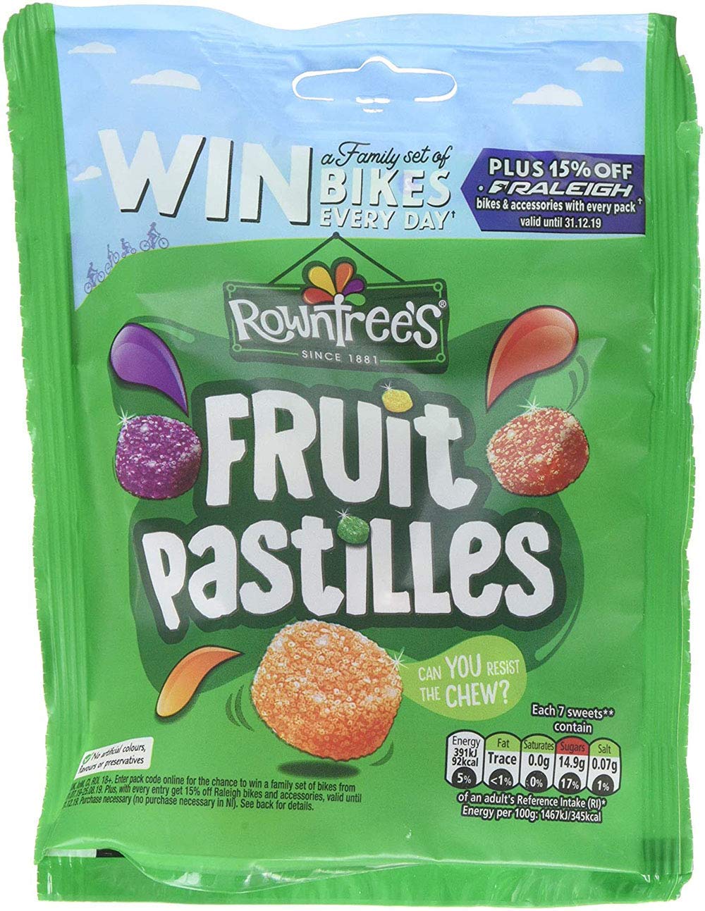 Original Rowntrees Fruit Pastilles Sweets - Pack of 6 Bags | Imported From UK England | Chewy Fruit Flavored Candy for Parties, Gifts & Snacking