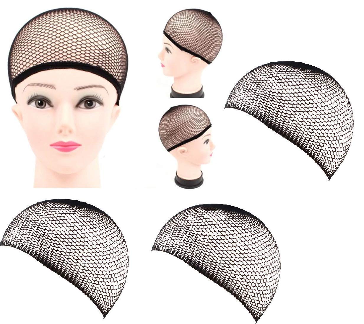 SIYAA Black Full Head Cover Net Wig Cap for Men & Women - 3 Pack (1 Set) - Perfect for Cosplay, Costumes, and Hair Protection Under Wigs