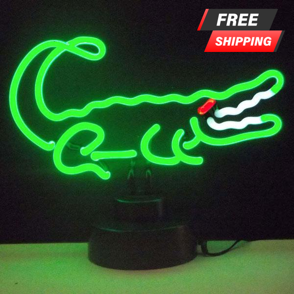 Vibrant Alligator Neon Sculpture - Unique Home Decor & Art Piece for Living Room, Bar, or Office