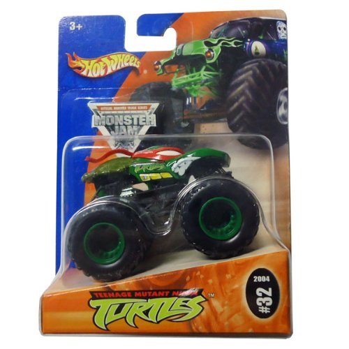 Monster Jam 2004 Teenage Mutant Ninja Turtles Red Mask Raphael #32 Hot Wheels 1:64 Scale Die Cast Truck (3 Inch) - Collectible Toy for Kids & Adults, Perfect for Display, Play & TMNT Fans
