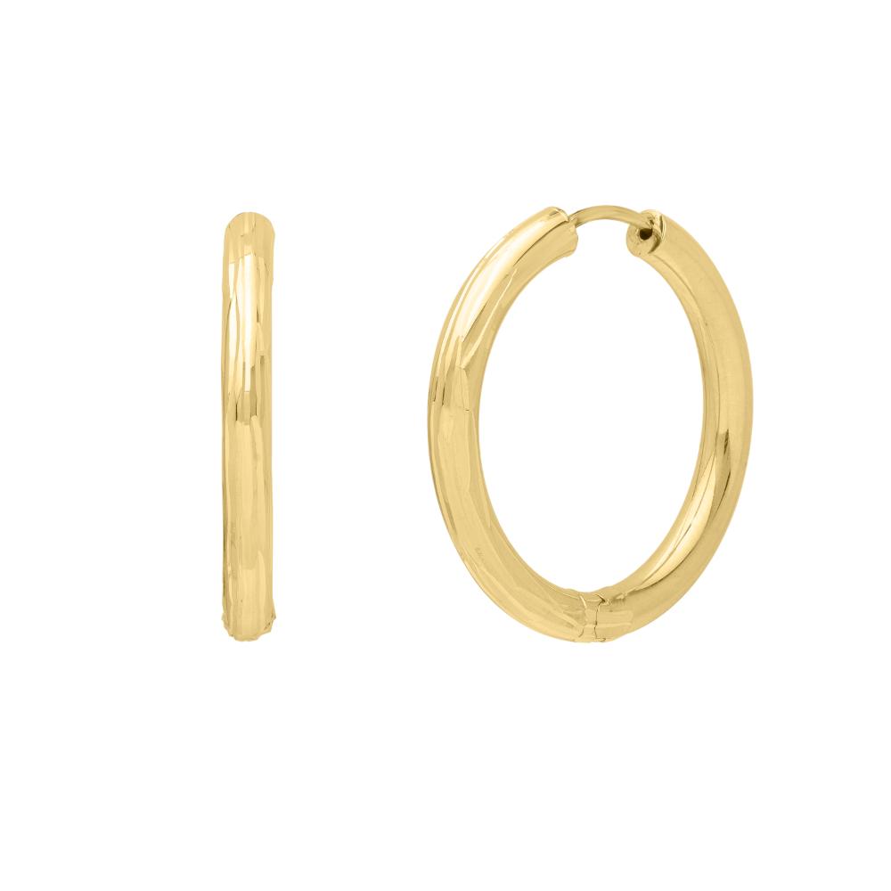 14K Gold Endless Engraved Round Hoop Earrings for Women - Elegant Everyday Jewelry for Work, Date Night & Special Occasions