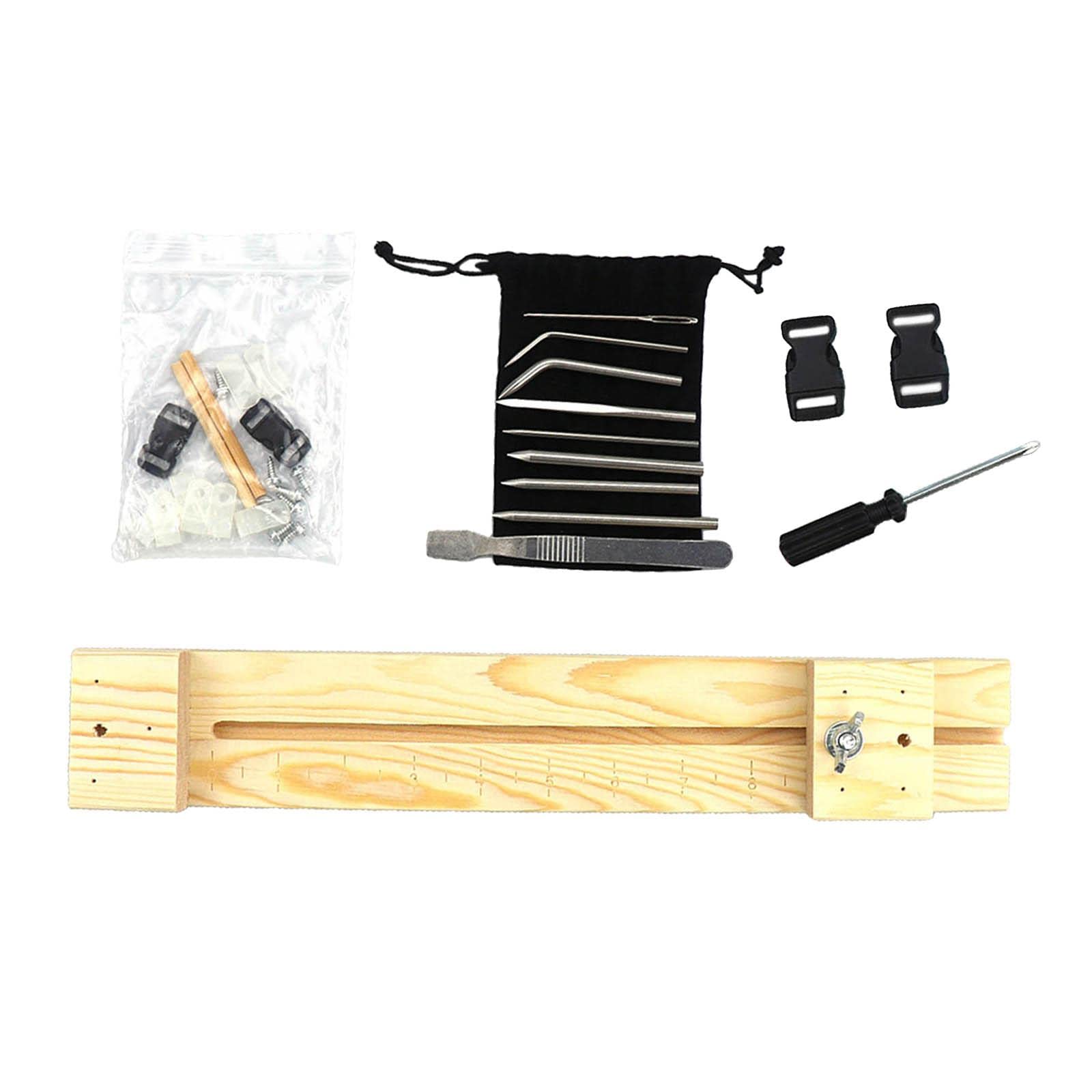 Adjustable Paracord Bracelet Maker Kit - Wood DIY Paracord Weaving & Braiding Craft Set - 9pcs Wristband Making Supplies for Outdoor Survival, Camping, and Gift Giving