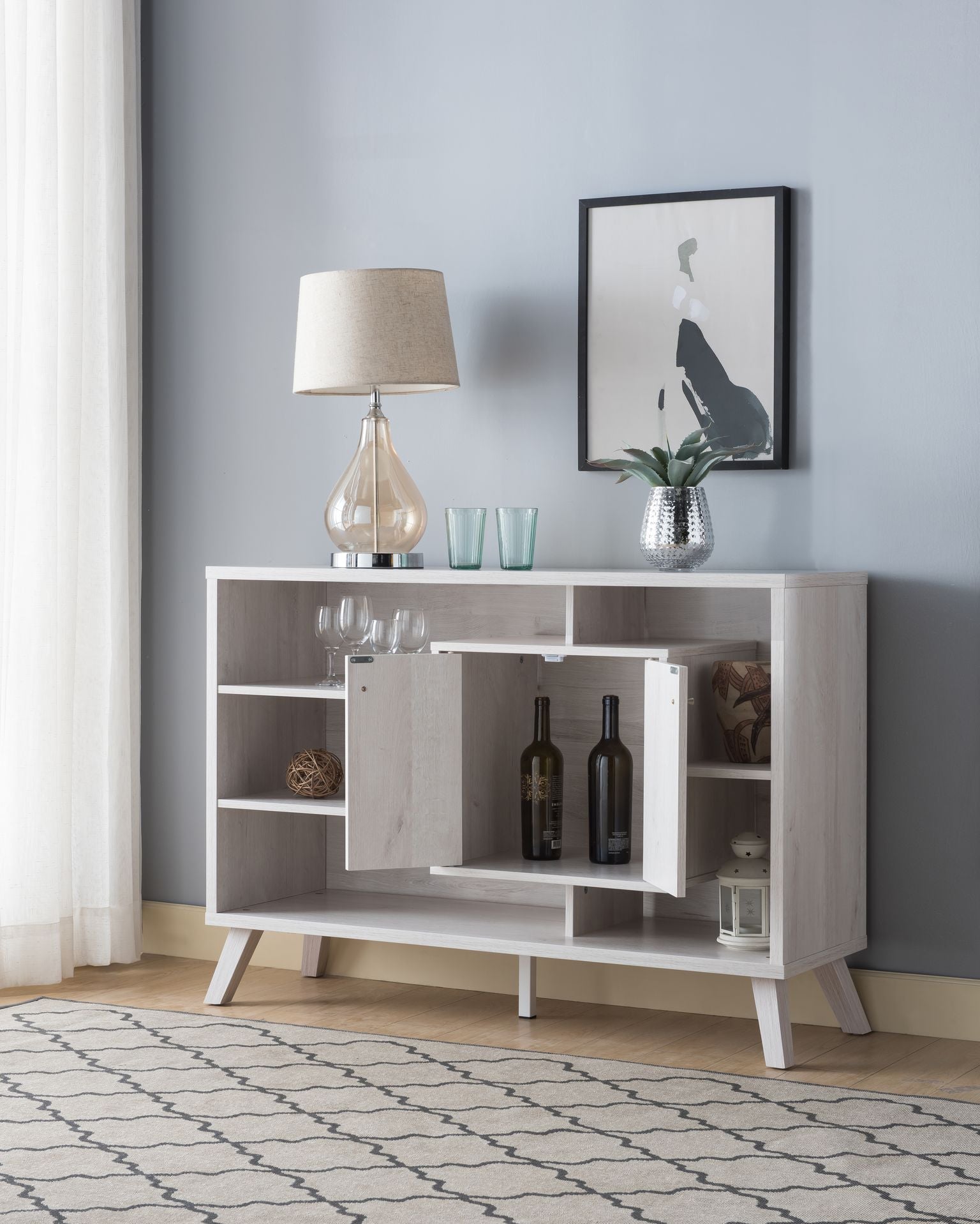 Premium White Oak Buffet Server - Elegant Dining Room Sideboard for Entertaining & Storage | Perfect for Buffets, Dining Rooms & Home Decor
