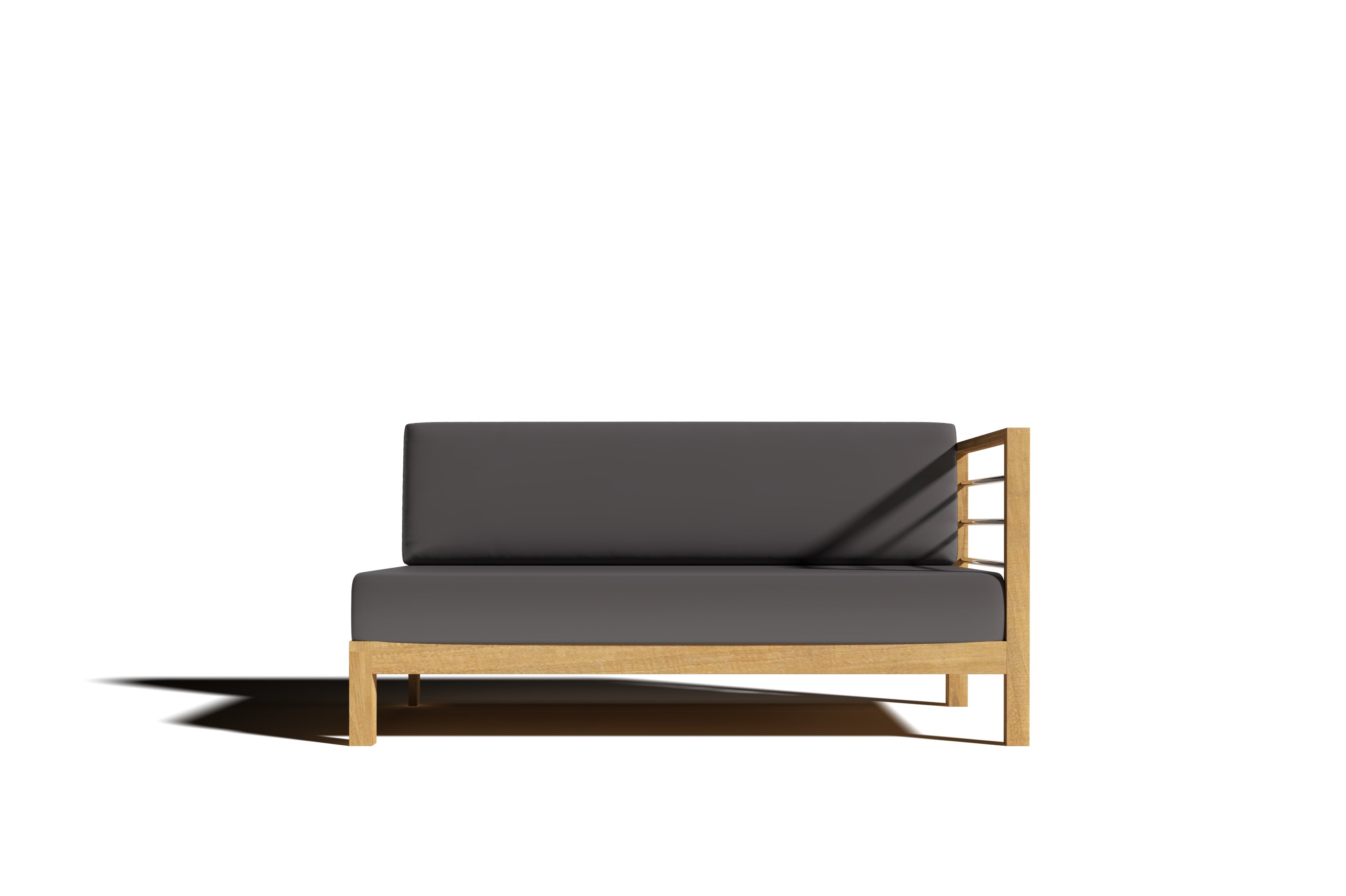 Premium Leon Teak Outdoor Sectional Right Sofa with Sunbrella Charcoal Cushion - Durable Patio Furniture for Backyard, Poolside & Garden Relaxation