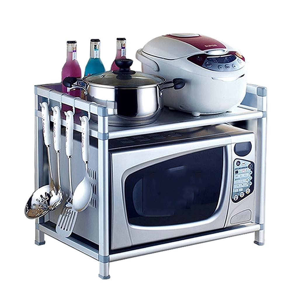 2-Tier Aluminum Microwave Oven Rack - Space Saving Toaster Oven Shelf for Kitchen Countertop, Food Storage & Organization - Perfect for Small Kitchens, Dorms, and RVs