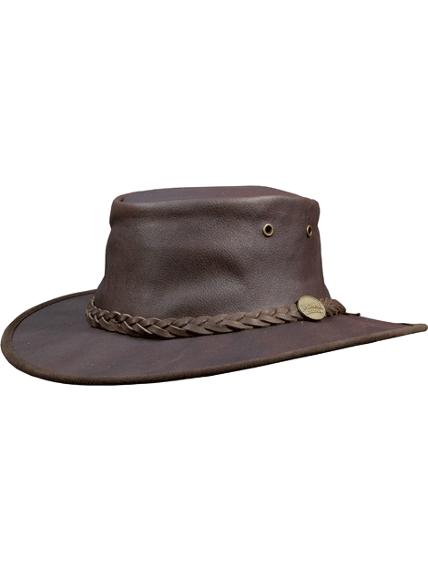 Barmah Squashy Kangaroo Leather Hat for Men & Women - Wide Brim Outback Style - Sun Protection for Outdoor, Hiking, and Travel