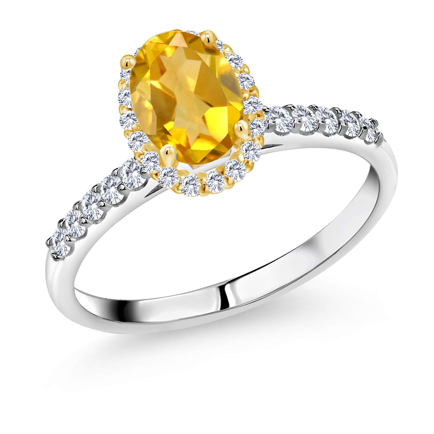 1.62Ct Yellow Citrine & Lab Diamond Ring in 925 Silver for Elegant Occasions