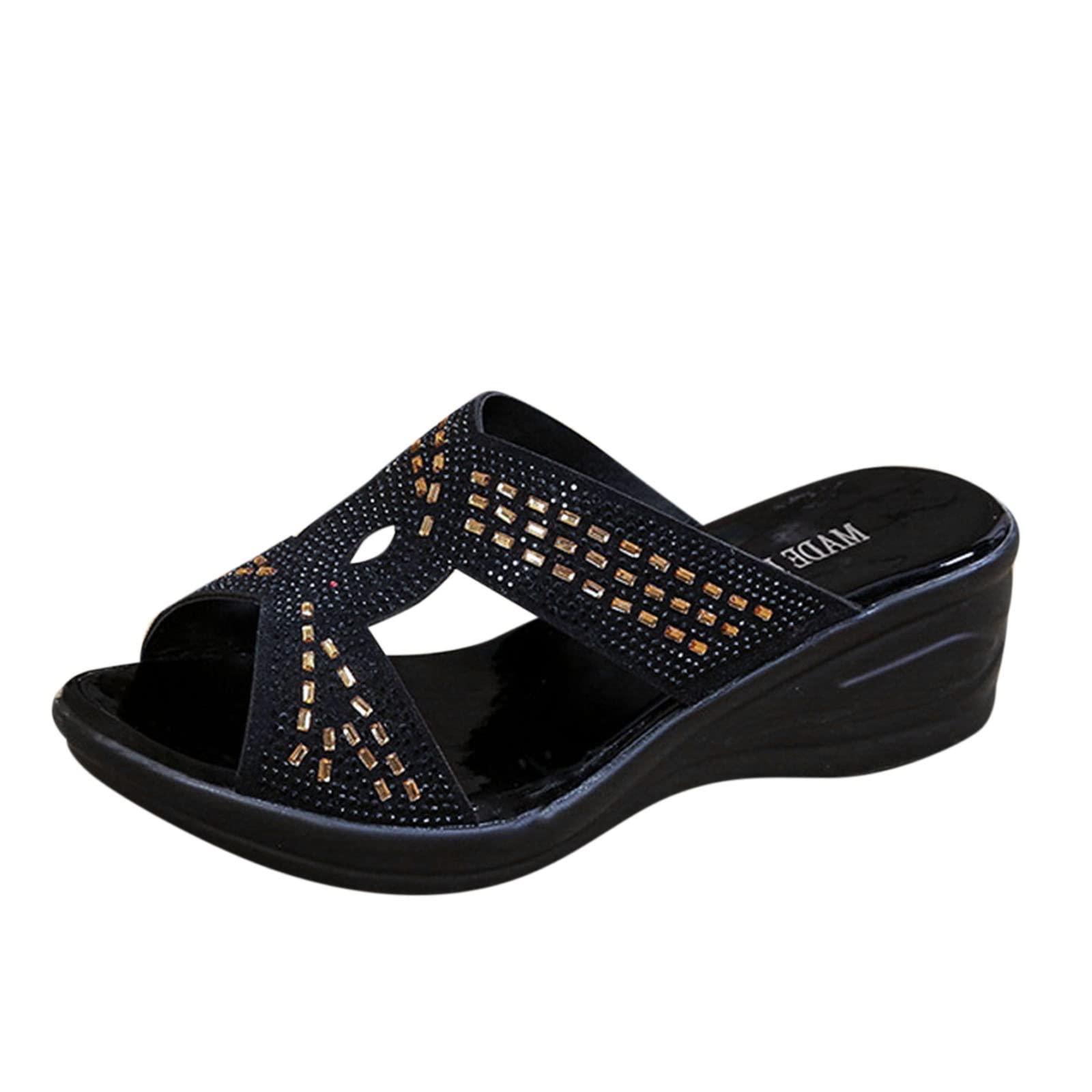 Women's Comfortable Wedge Sandals with Elastic Ankle Strap - Casual Bohemian Beach Slides for Summer | Perfect for Vacation, Poolside, and Outdoor Activities