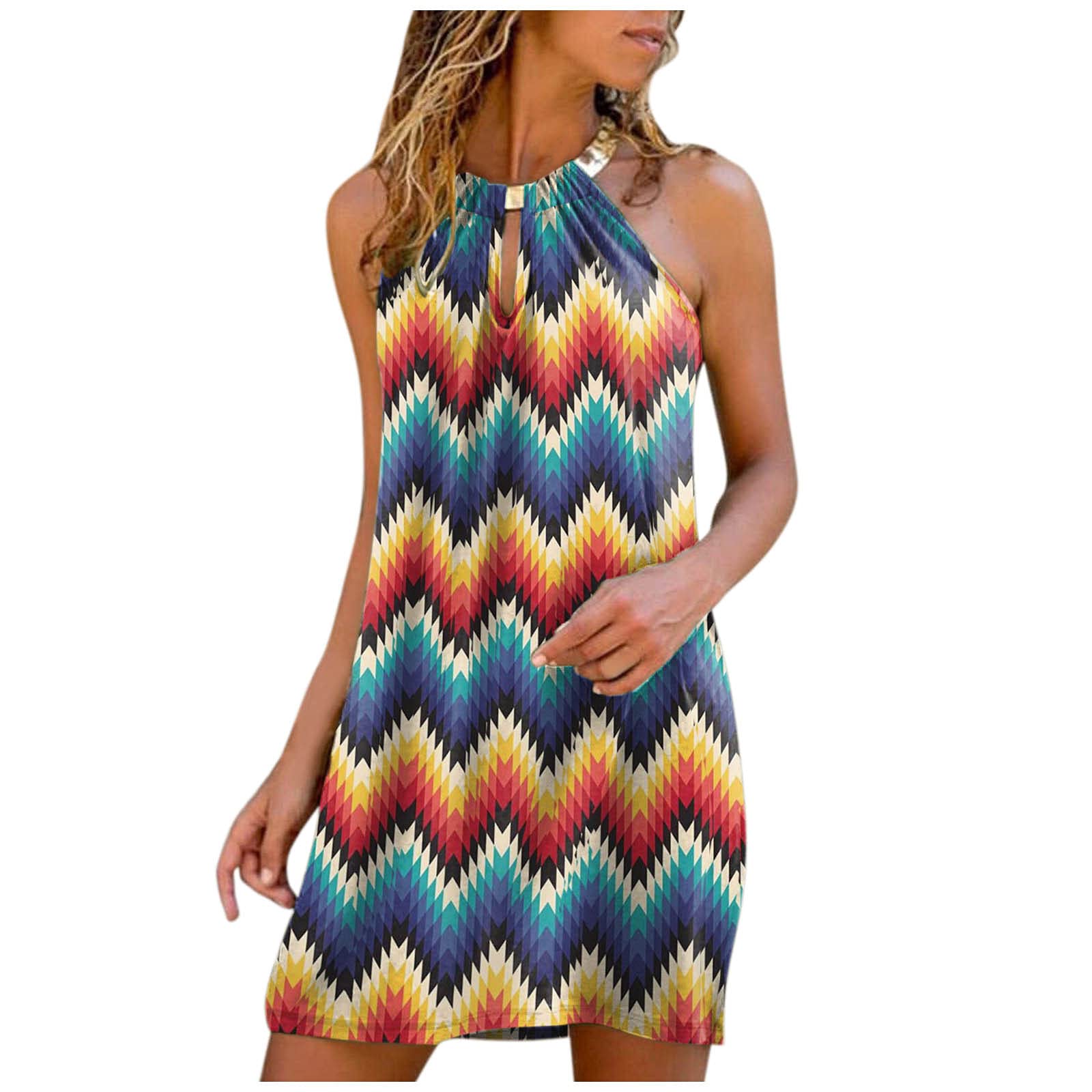 FABIURT Women's Sleeveless Boho Maxi Dress - Sexy Spaghetti Strap Loose Beach Sundress for Summer, Plus Size Casual Long Dress | Perfect for Vacations, Pool Parties & Tropical Getaways