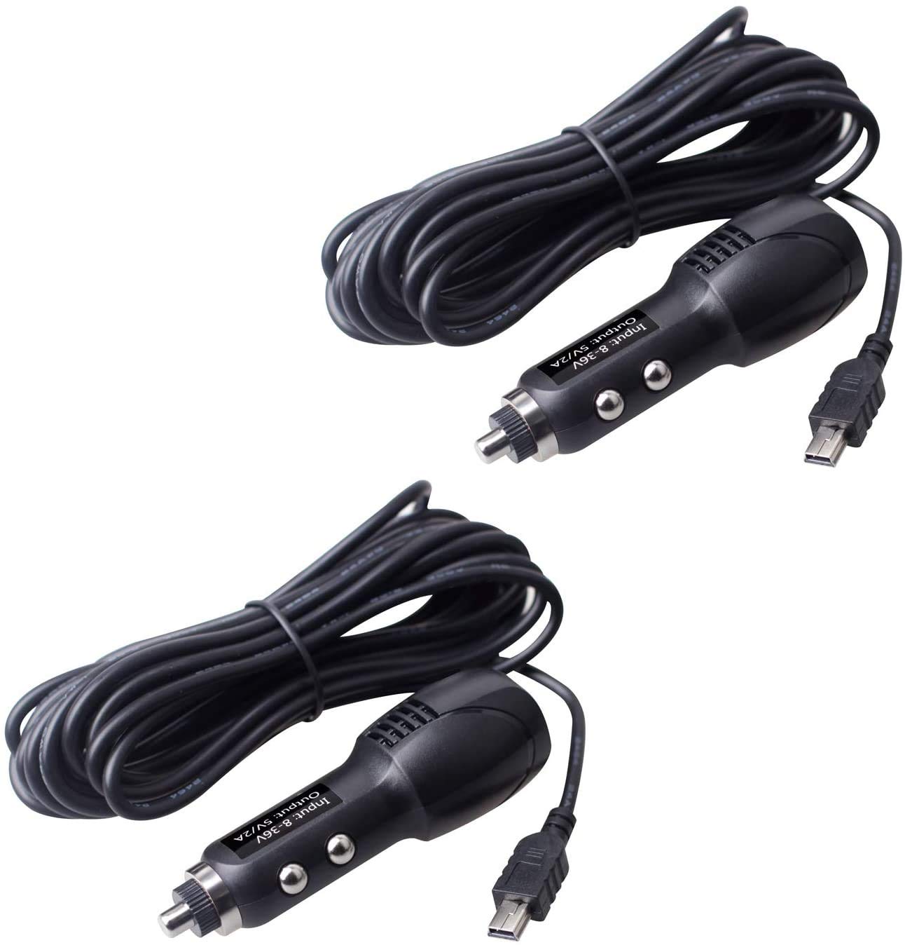2 Pack Mini USB Dash Cam Charger - Dual USB Car Charger Compatible with APEMAN, Rexing, AKASO, Crosstour & More Android Devices (11.5FT) - Perfect for Road Trips, Uber/Lyft Drivers & Fleet Vehicles