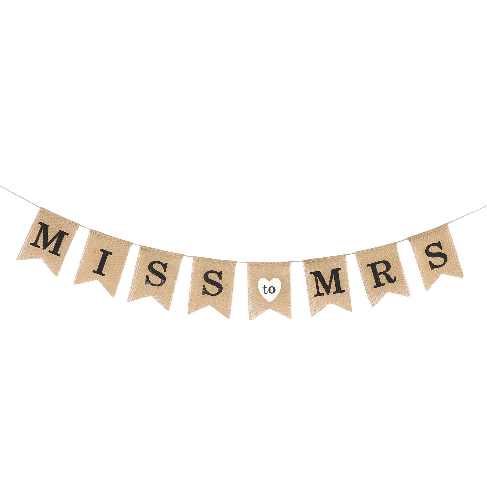 Pssopp Burlap Flag Banner - Rustic Miss to Mrs Pennant Flag for Valentine's Day Wedding Decor | DIY Home Decoration & Wall Hanging | Perfect for Bridal Showers, Anniversary Parties & Farmhouse Style Events
