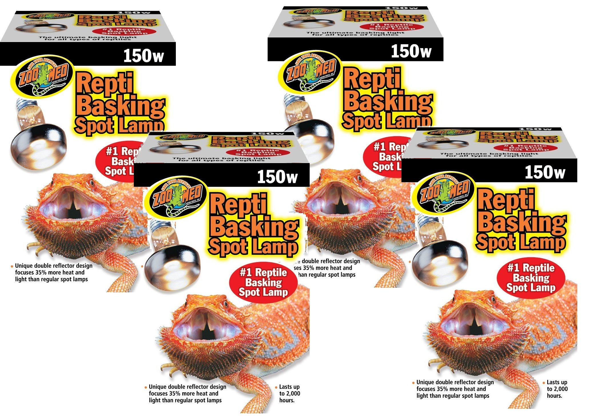 Zoo Med Reptile Basking Spot Lamp 150W - 4 Pack Heat Bulbs for Lizards, Turtles & Snakes - Ideal for Terrariums, Vivariums & Reptile Habitats