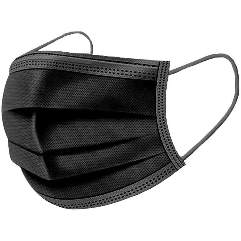 50 Pack Black Disposable Face Masks - 3 Ply Breathable Protection for Daily Use, Work & Travel - Latex Free & Comfortable Fit