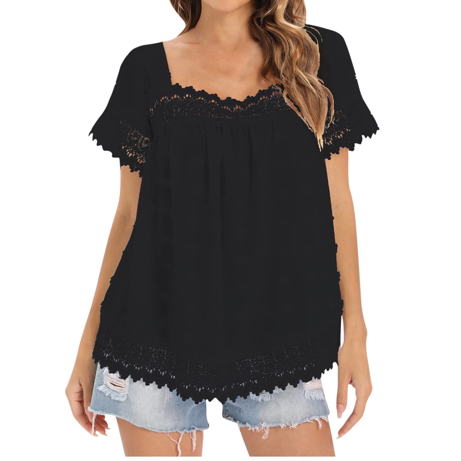 Women's Swiss Dot T-Shirt - Loose Fit Summer Top for Casual & Dressy Outfits