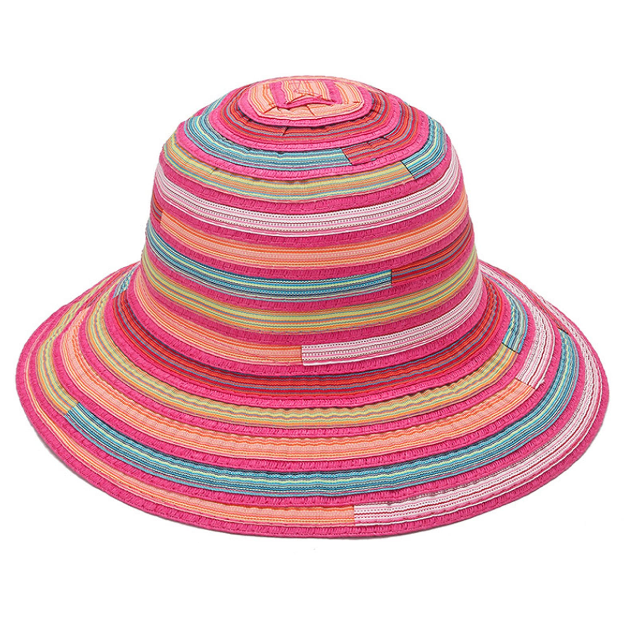 Women's Wide Brim Sun Hat - Lightweight Floppy Rainbow Stripe Summer Hat for Beach, Travel & Outdoor Activities - UV Protection Fashion Hat for Women