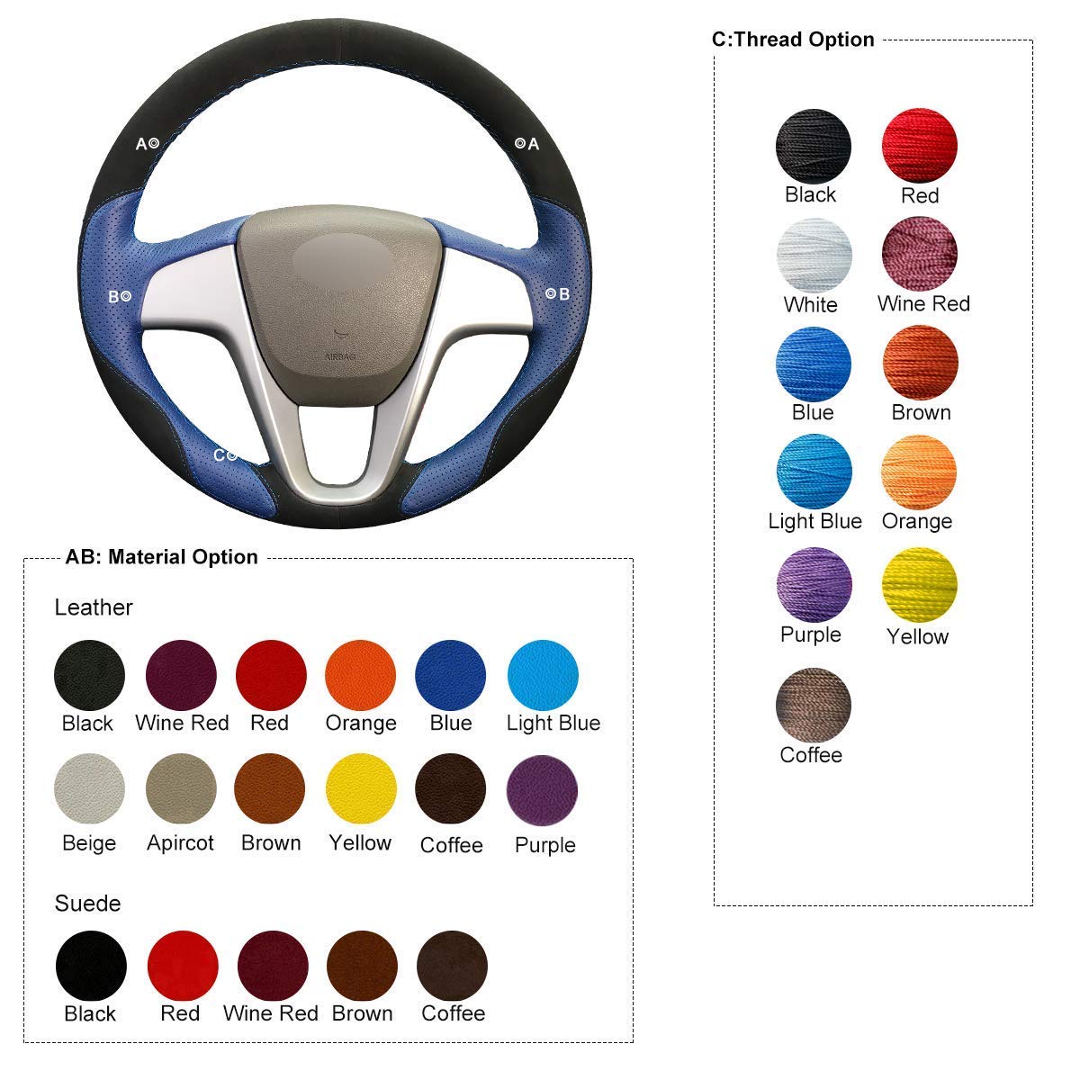Custom Black PU Leather Steering Wheel Cover for Hyundai Solaris/Verna/i20/Accent 2010-2017 | DIY 3D Design | Perfect for Driving Comfort & Car Interior Upgrade