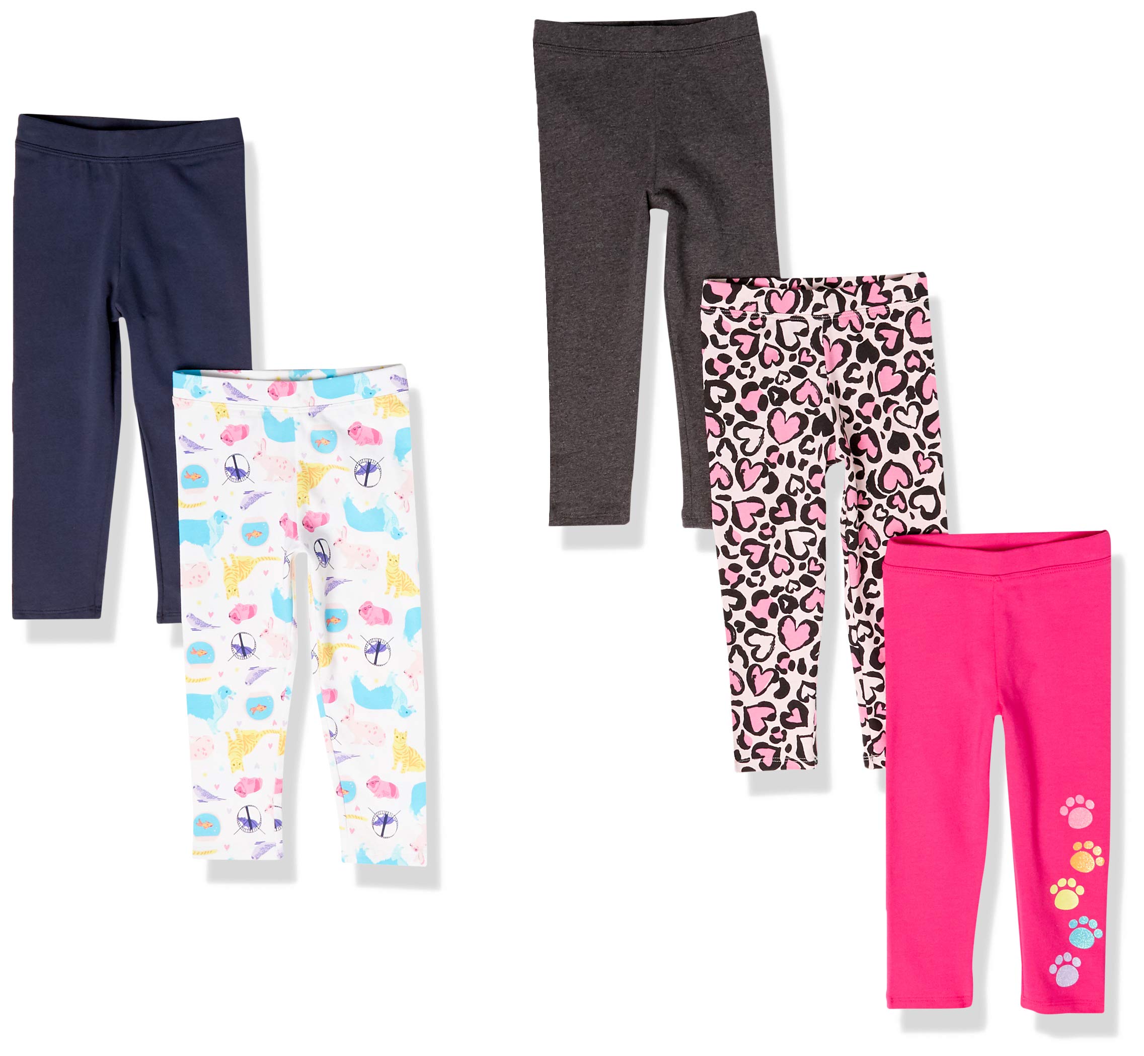 Amazon Essentials Girls and Toddlers' Leggings - Soft Stretchy Multipack Leggings for Everyday Wear, Playtime & School (Previously Spotted Zebra)