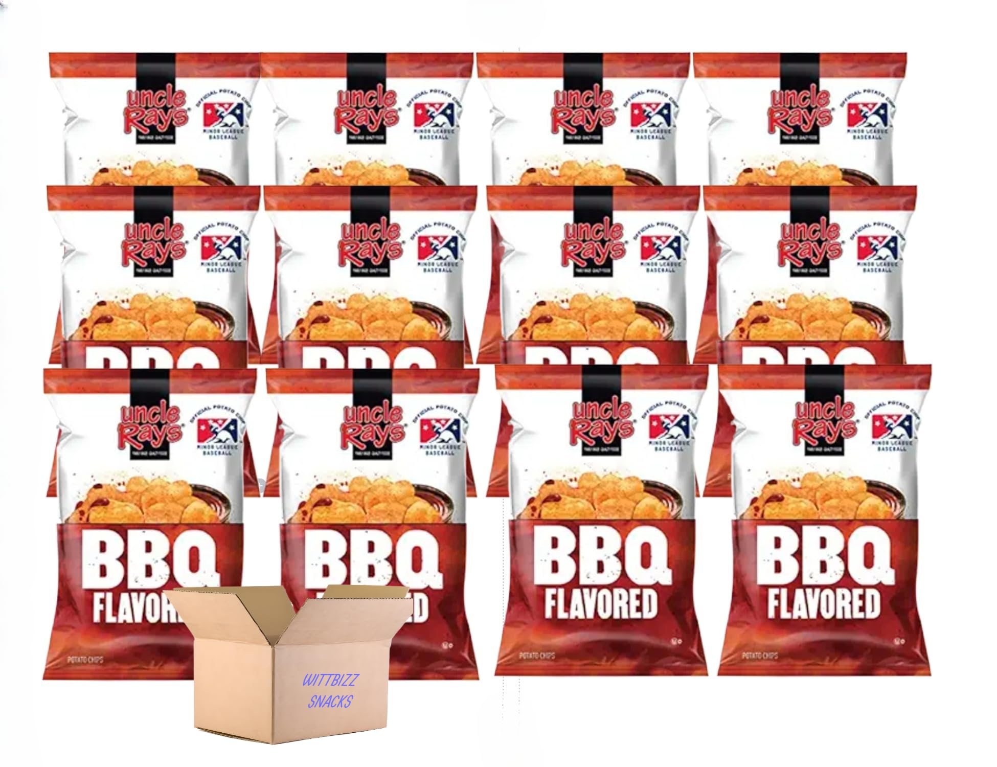 Wittbizz Snacks Bundles - Uncle Rays BBQ Potato Chips (12 Pack) | Crunchy BBQ Flavored Chips for Parties, Picnics & Snacking