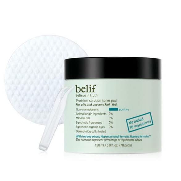 Belief Provlum Solution Toner Pad - 150ml/70 Pads for Hydration & Exfoliation | Korean Skincare for Dry & Sensitive Skin | Daily Facial Treatment & Makeup Prep