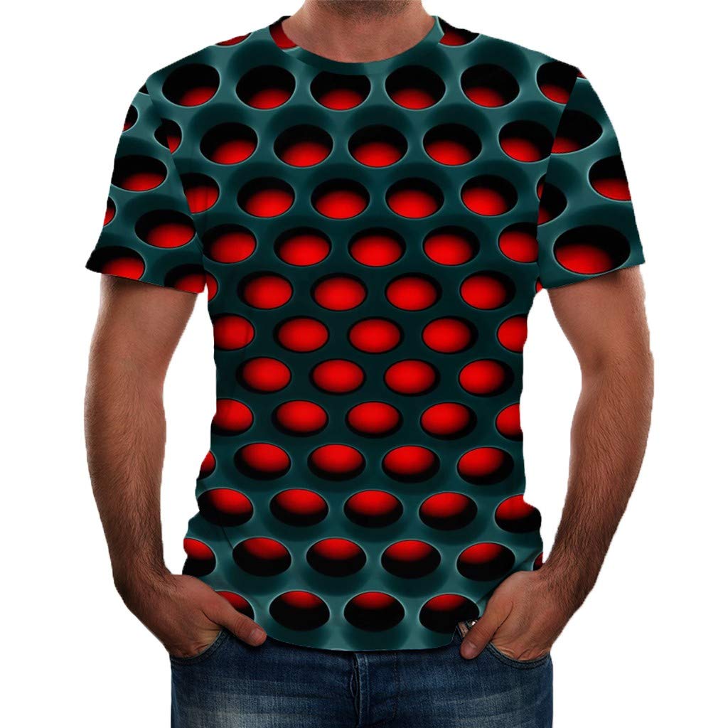 Men's Short Sleeve Graphic Optical Illusion T-Shirt - Funny Casual Daily Top for Summer, Streetwear, and Gifts | Comfortable Cotton Tee for Outdoors, Parties, and Everyday Wear