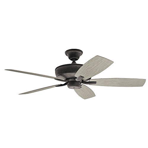 Kichler 310103WZC Weathered Zinc Ceiling Fan - Energy Efficient Indoor/Outdoor Ceiling Fan with Light Kit - Perfect for Living Room, Bedroom, Patio and Porch