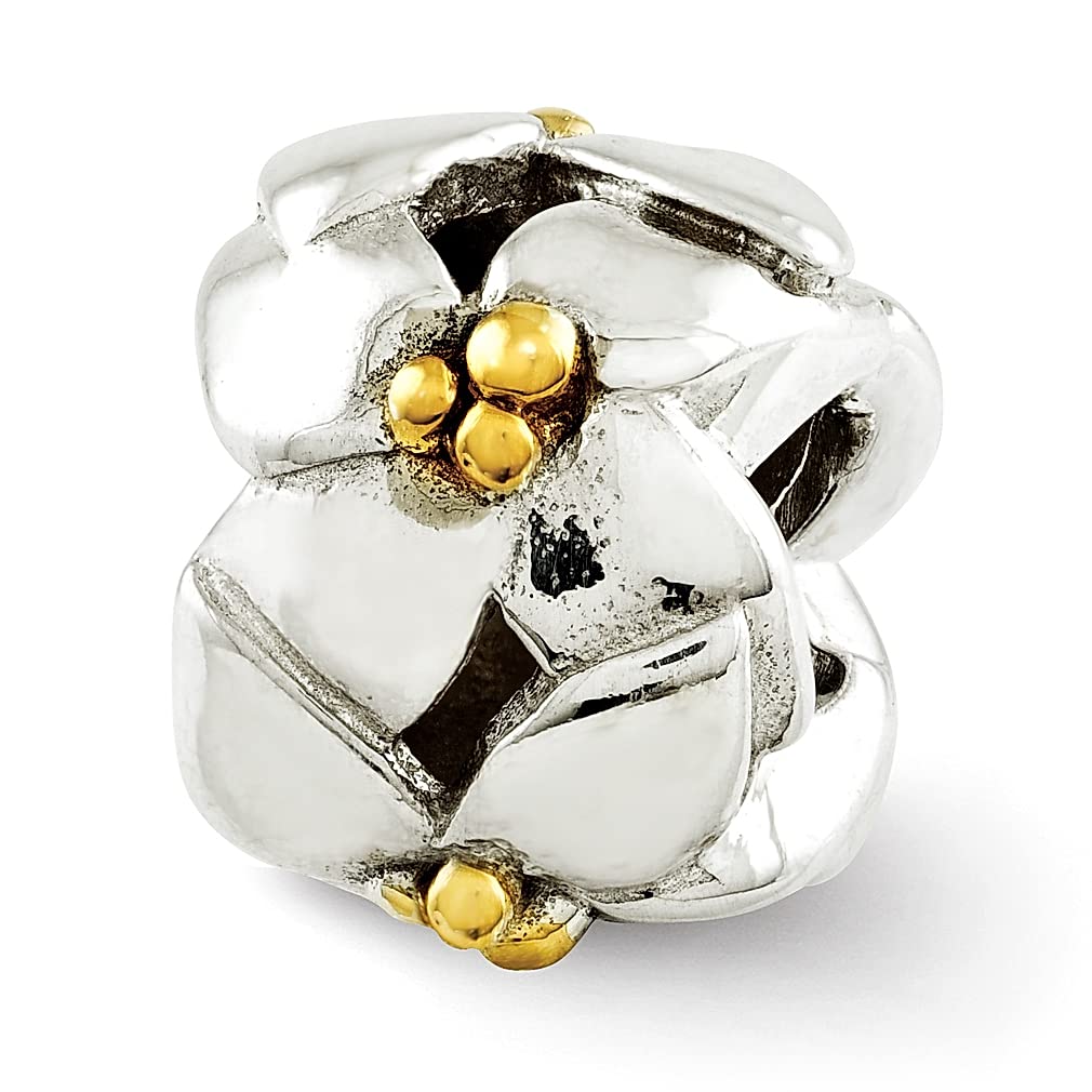 925 Sterling Silver Floral Charm Bead for Bracelet - Gold Plated Flower Pendant - Elegant Fine Jewelry Gift for Women - Perfect for Birthdays, Anniversaries & Special Occasions