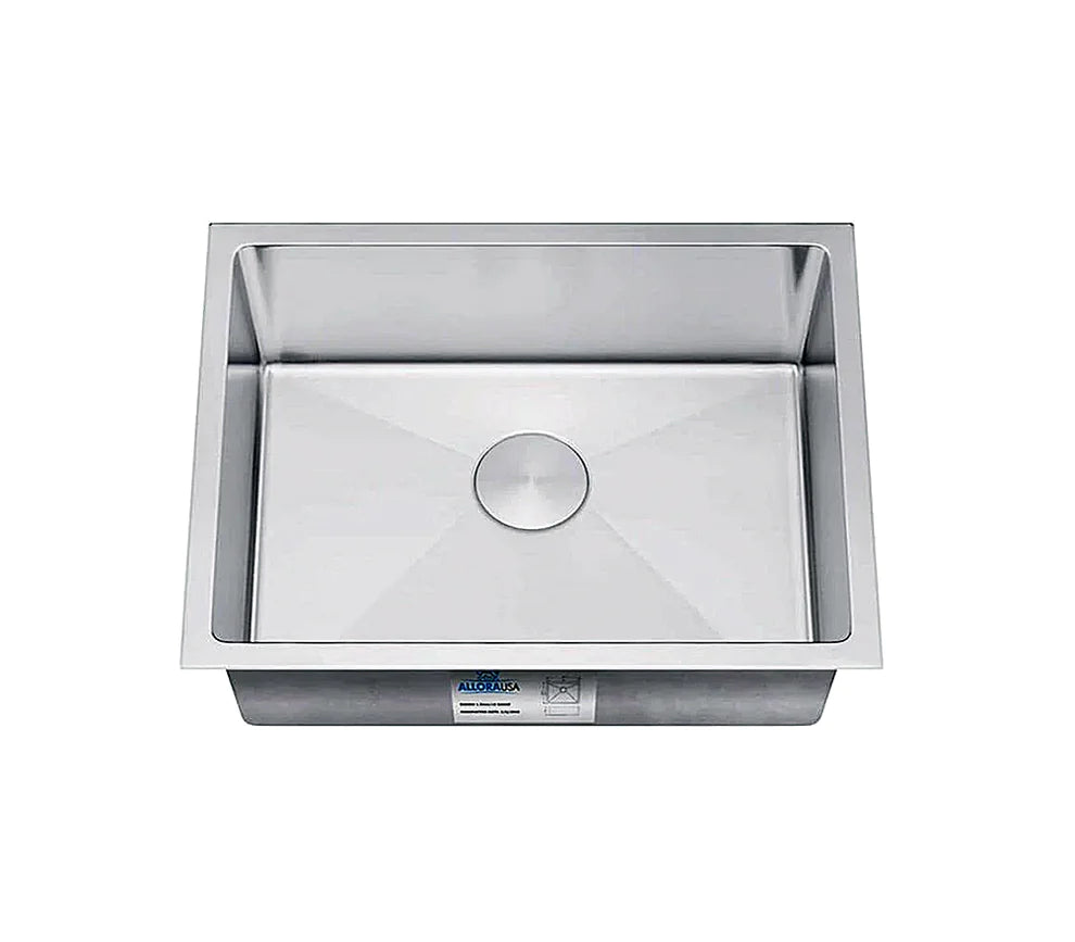 Allora USA KH 2318 R15 23x18x10 Undermount Single Large Bowl Handmade Stainless Steel Kitchen Sink - Perfect for Modern Kitchens & Heavy-Duty Cooking