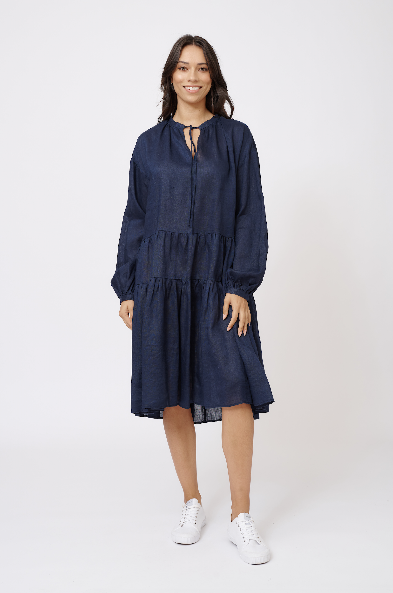 Amelia Dress Navy Blue - Elegant Women's Casual Dress for Summer, Beach, and Office Wear