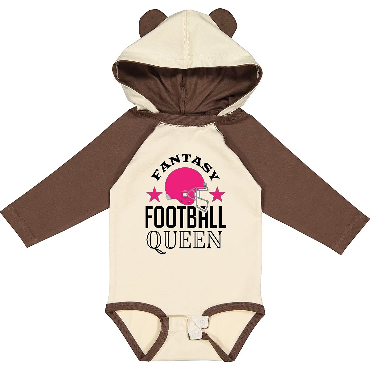 Inktastic Fantasy Football Queen Sports Gift - Long Sleeve Creeper for Women | Perfect for Game Day, Team Spirit & Football Fans