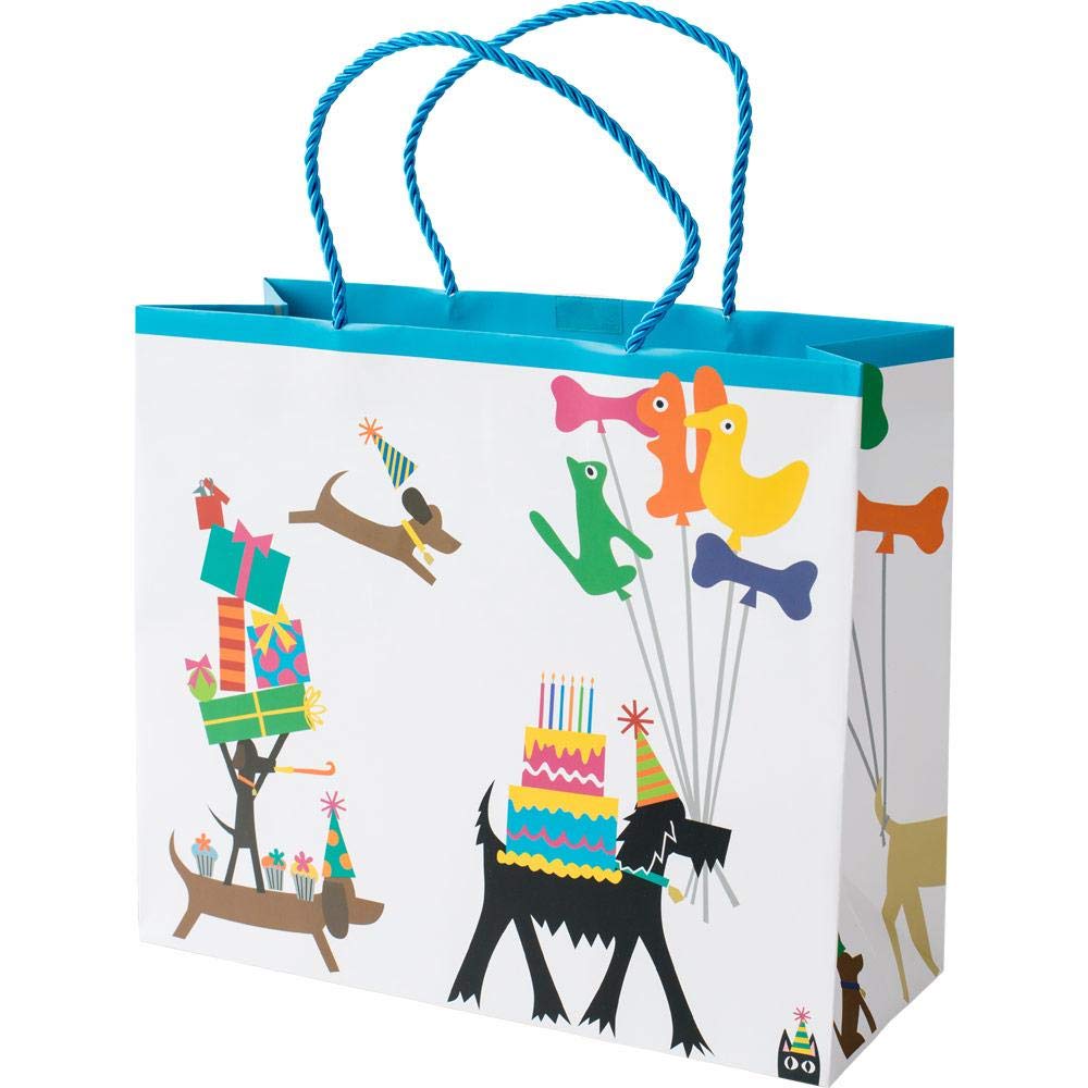 Caspari Party Pups Large Gift Bags - Set of 2, Premium Party Favor Bags for Birthdays, Baby Showers & Celebrations